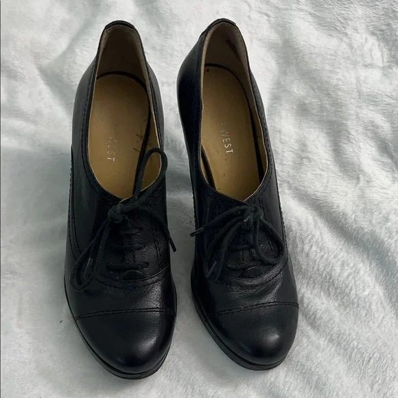 Nine West Black Leather Lace-Up Heel Oxfords 6M - Picture 4 of 8